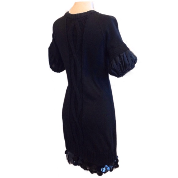 Black Knitted Dress with Sequins - Picture 3 of 8